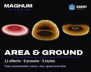 AoE and Ground pack for Godot, 11 area-of-effect VFX