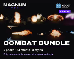 Combat Bundle for Godot, 54 combat VFX