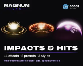 Impacts and Hits pack for Godot, 11 hit and impact VFX