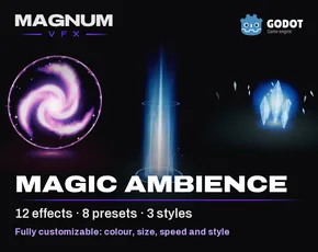Magic Ambience pack for Godot, 12 magic ambience VFX