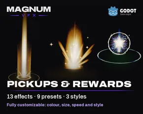 Pickups and Loot pack for Godot, 13 pickup VFX